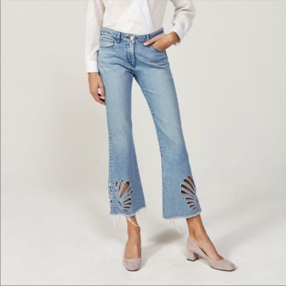3x1 Freja Mid-rise Flare Jeans Light Wash Cropped
